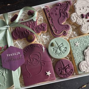 Brievenbusdoosje kerst met handgemaakte koekjes met fondant